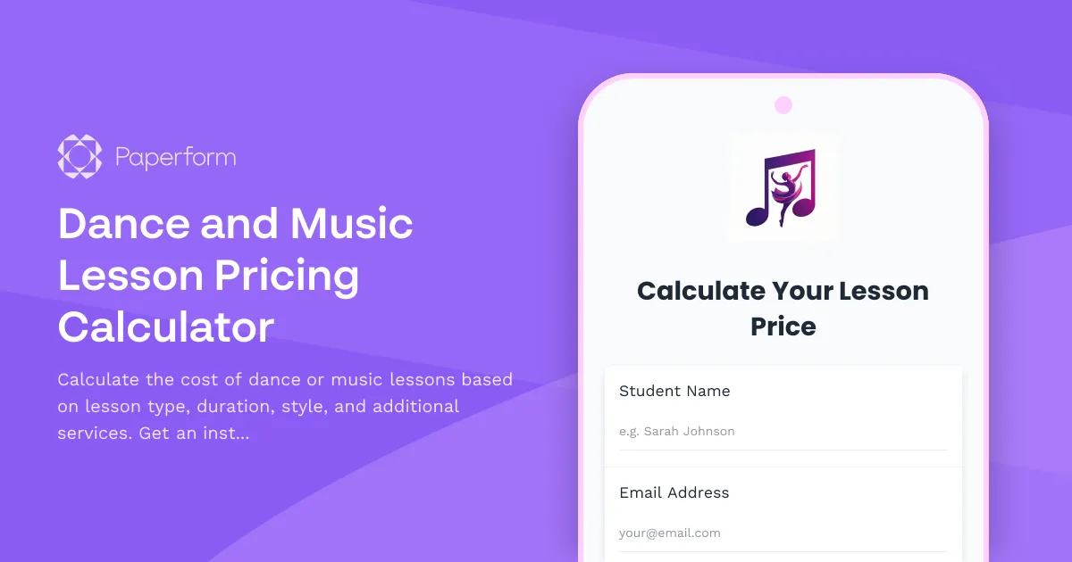 Dance and Music Lesson Pricing Calculator