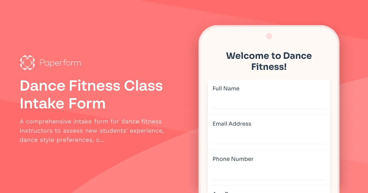 Dance Fitness Class Intake Form
