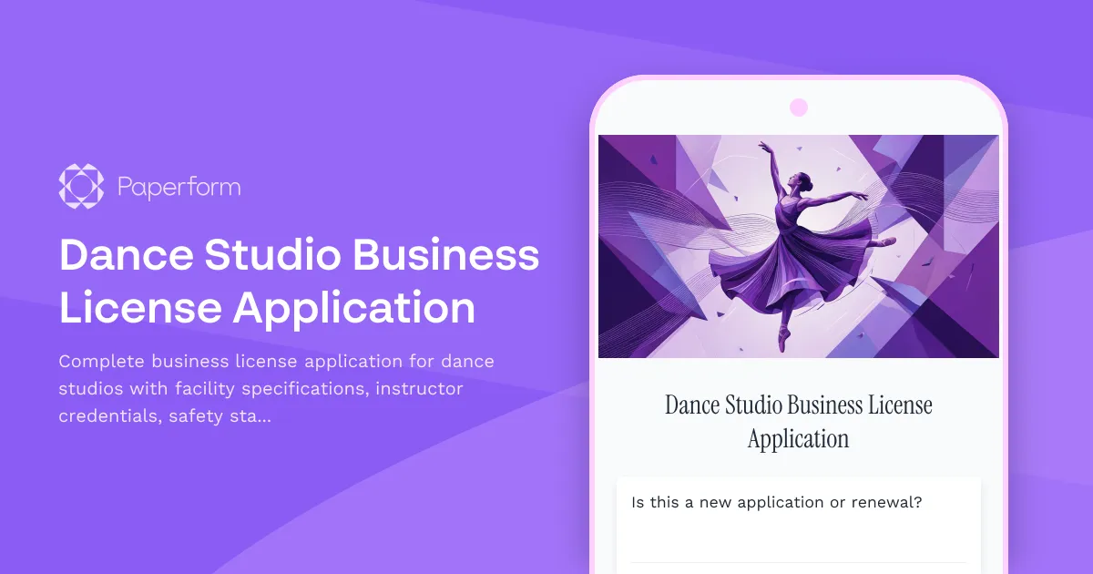 Dance Studio Business License Application