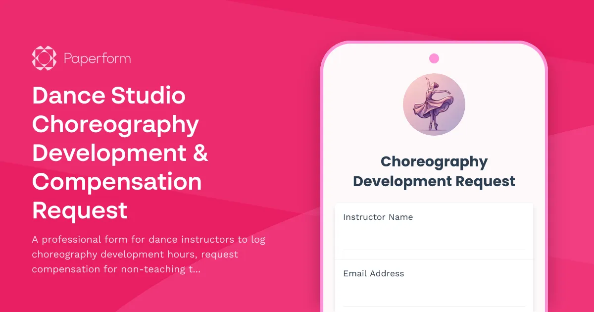 Dance Studio Choreography Development & Compensation Request