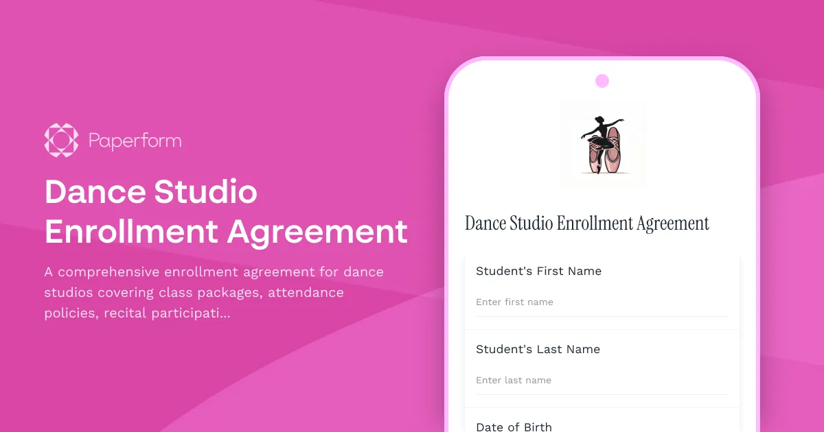 Dance Studio Enrollment Agreement