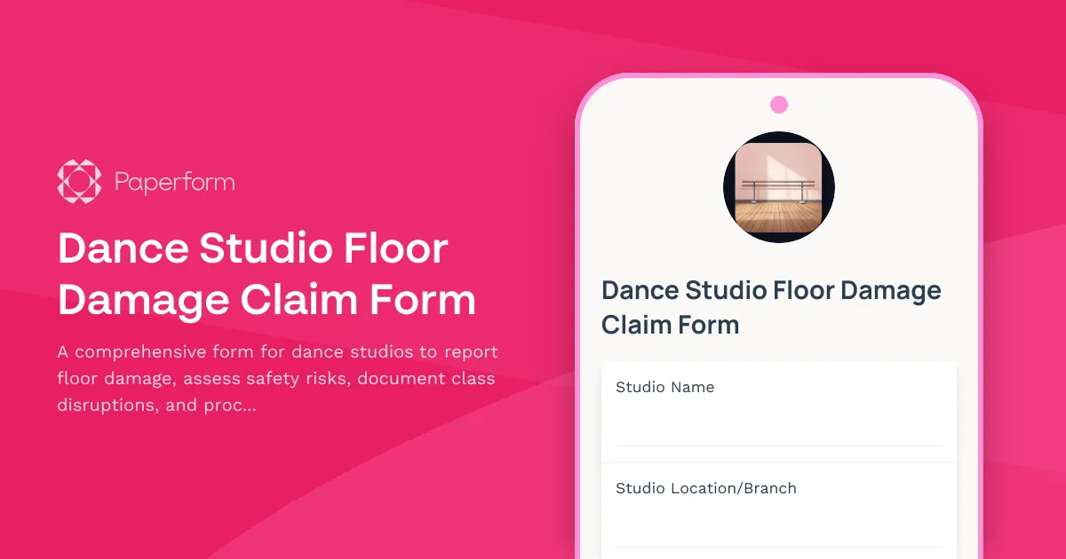 Dance Studio Floor Damage Claim Form