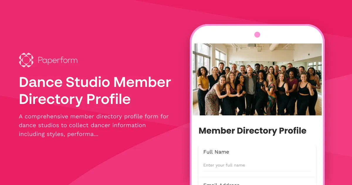 Dance Studio Member Directory Profile