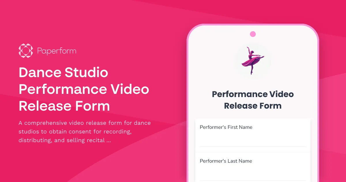 Dance Studio Performance Video Release Form