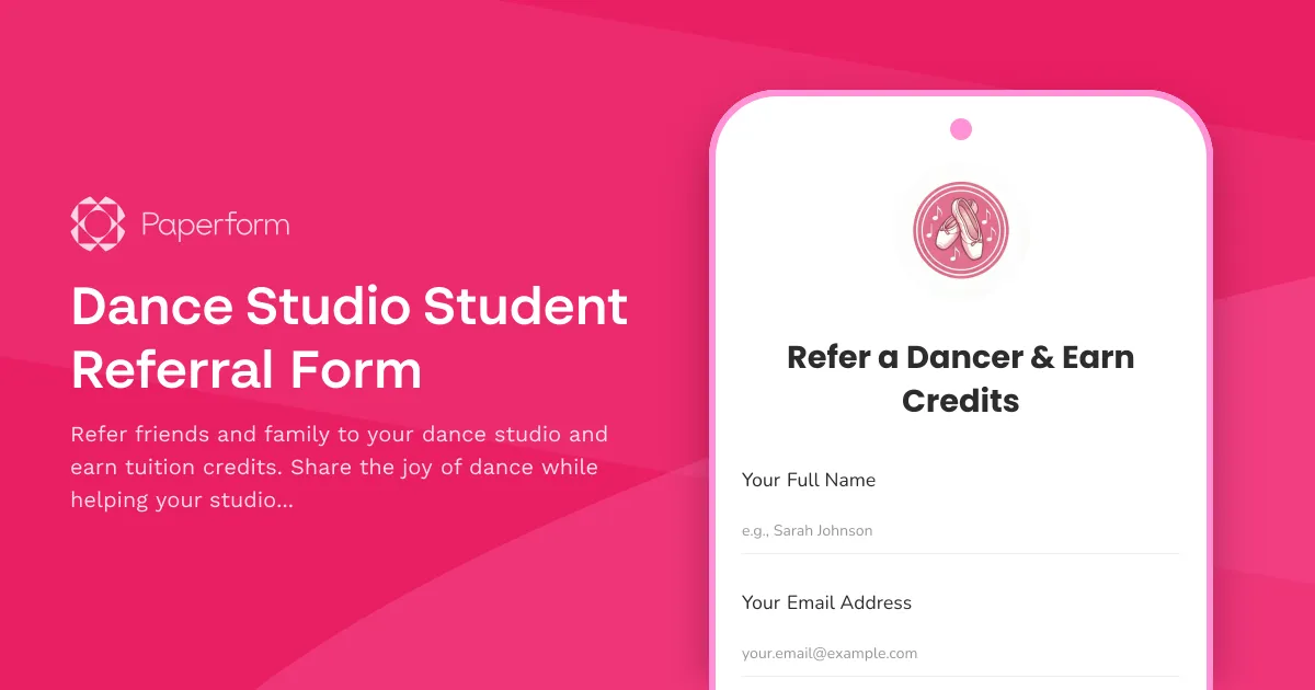 Dance Studio Student Referral Form