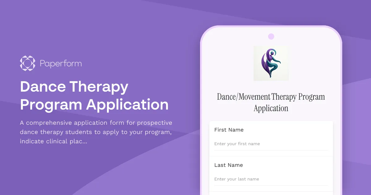 Dance Therapy Program Application