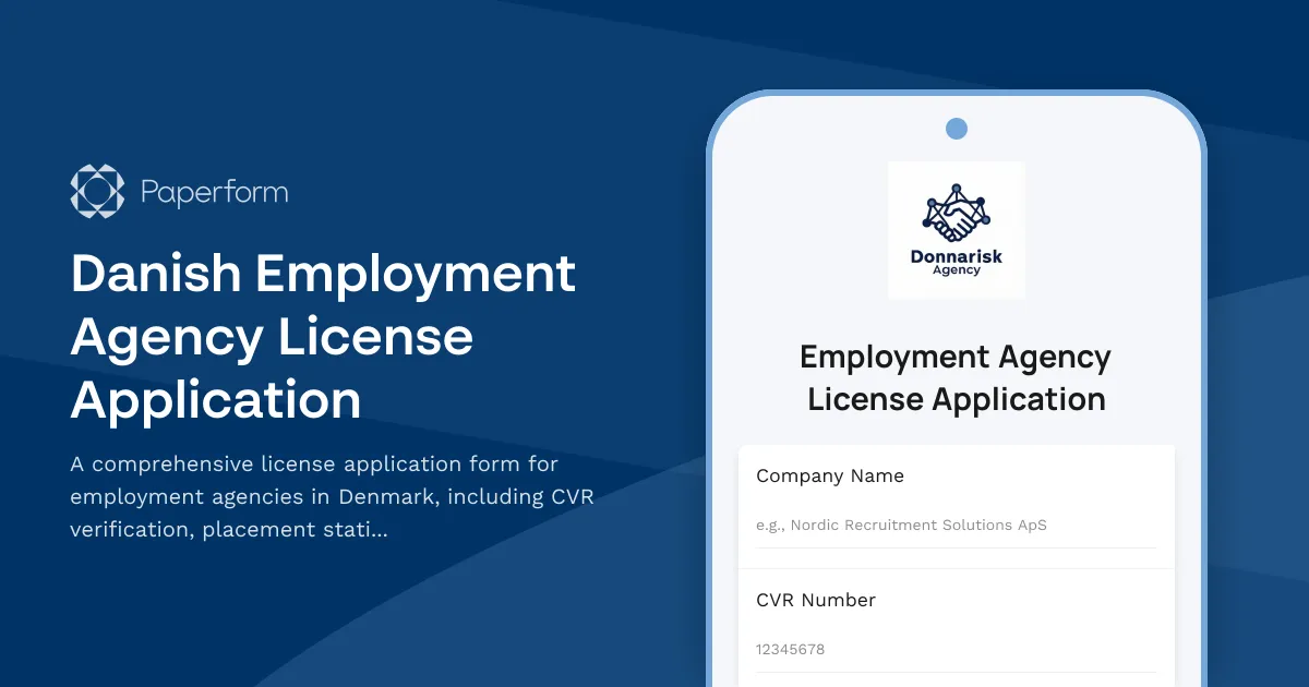 Danish Employment Agency License Application
