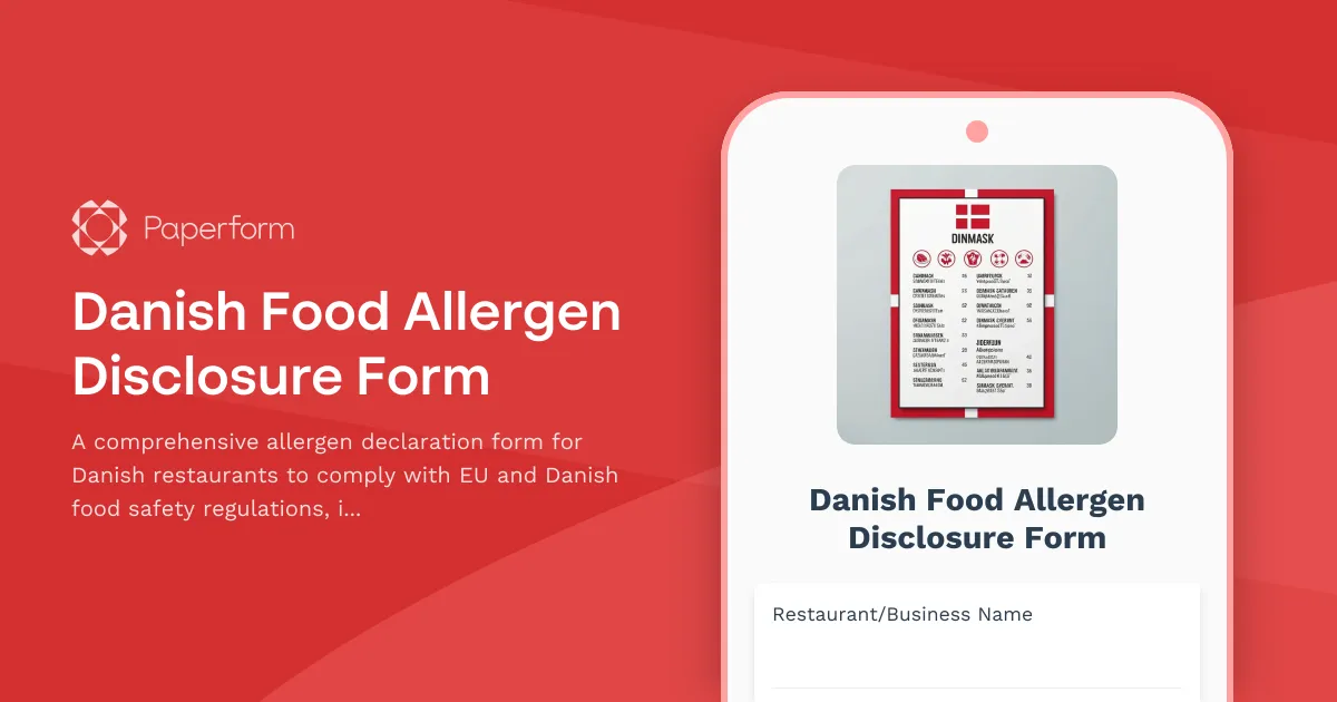 Danish Food Allergen Disclosure Form