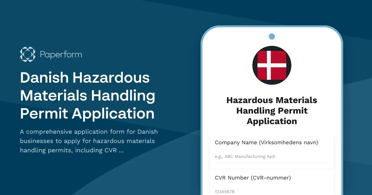 Danish Hazardous Materials Handling Permit Application
