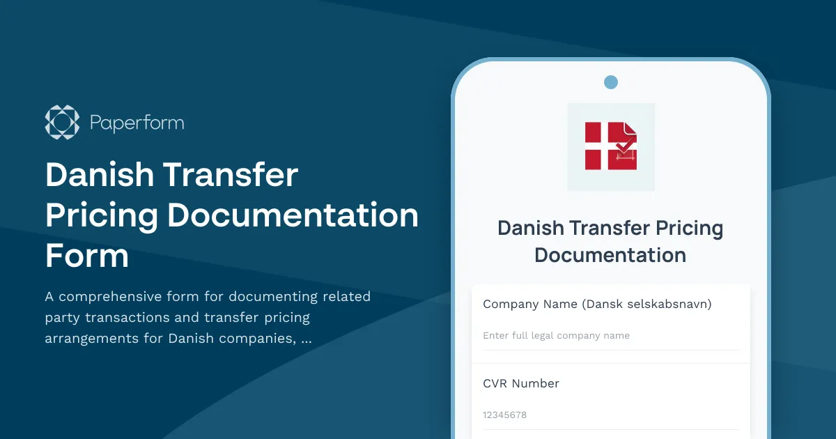Danish Transfer Pricing Documentation Form