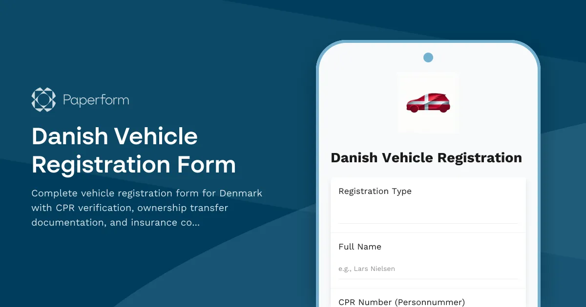 Danish Vehicle Registration Form