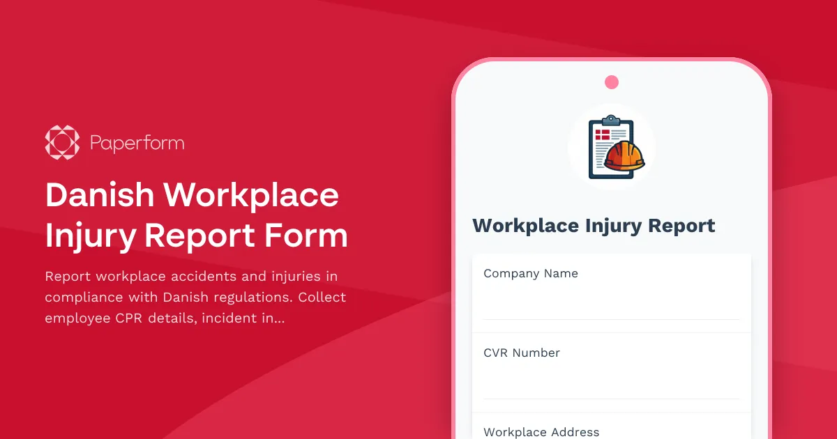 Danish Workplace Injury Report Form
