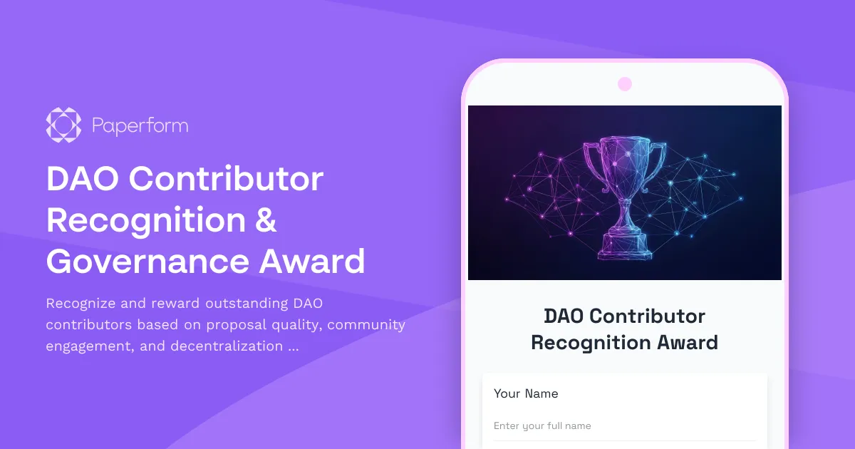 DAO Contributor Recognition & Governance Award