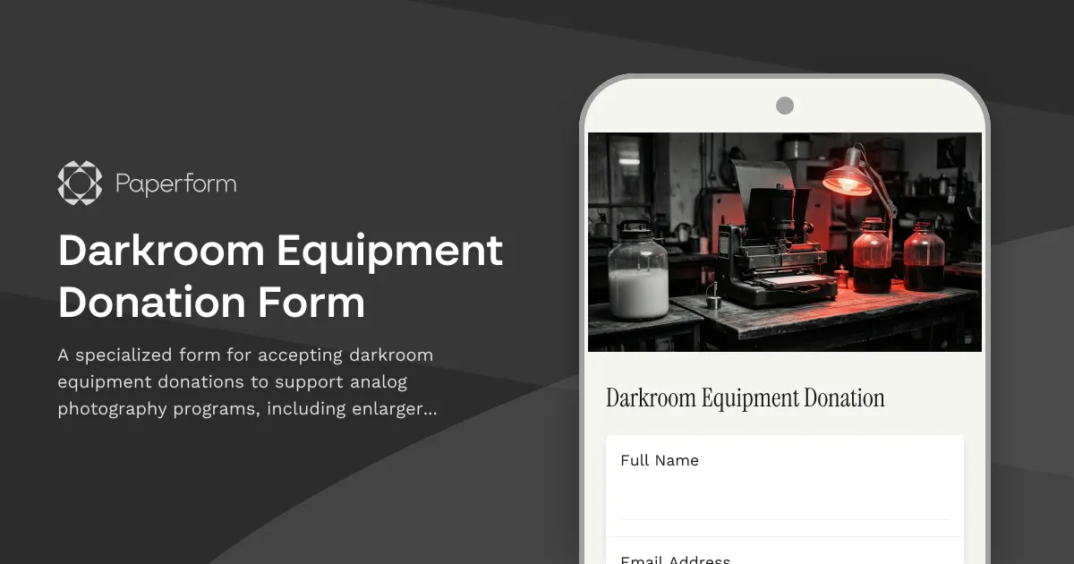 Darkroom Equipment Donation Form
