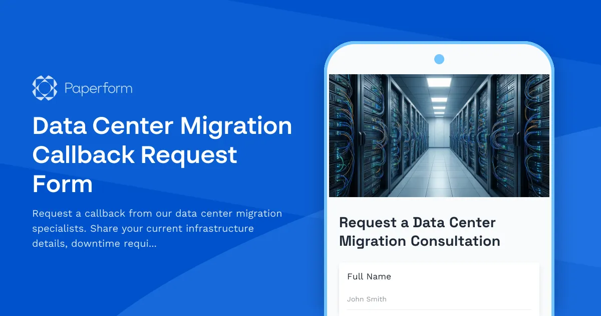 Data Center Migration Callback Request Form