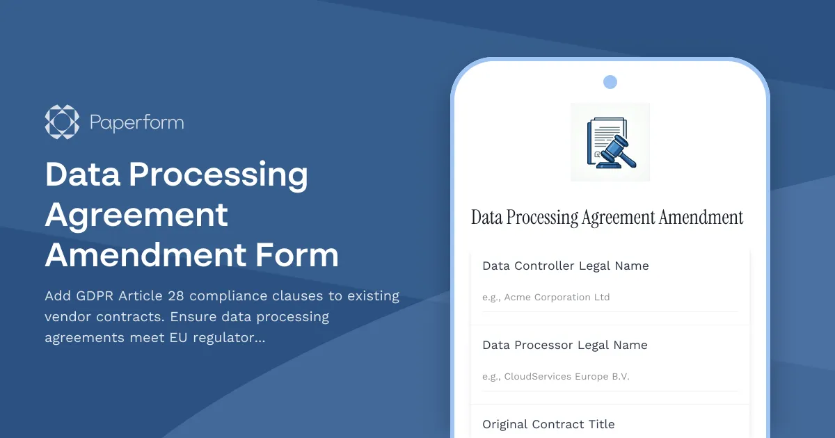 Data Processing Agreement Amendment Form