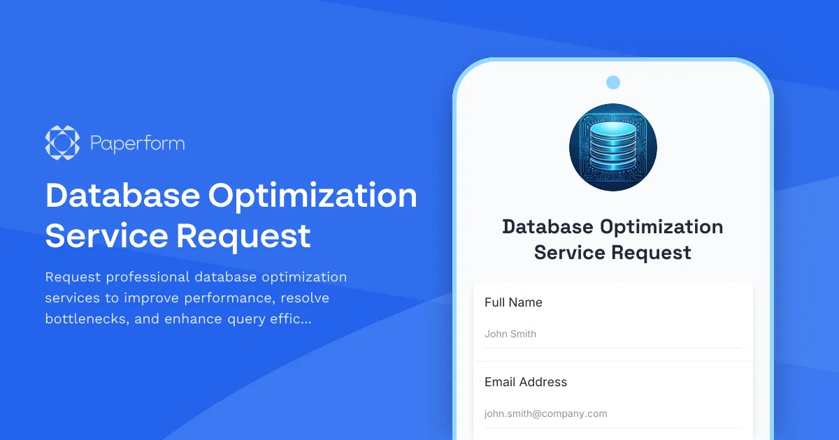 Database Optimization Service Request