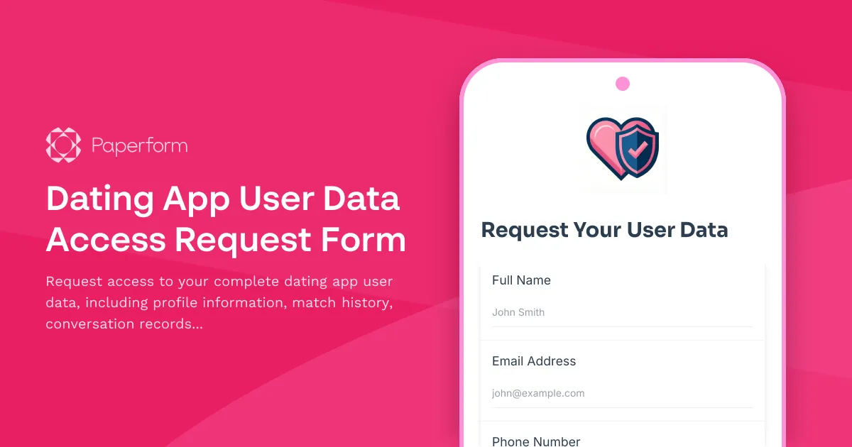 Dating App User Data Access Request Form