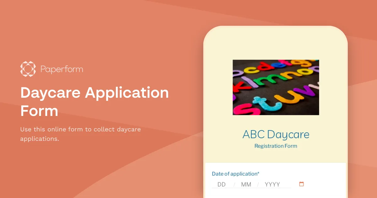 Daycare Application Form