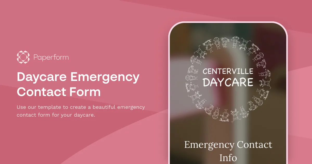 Daycare Emergency Contact Form