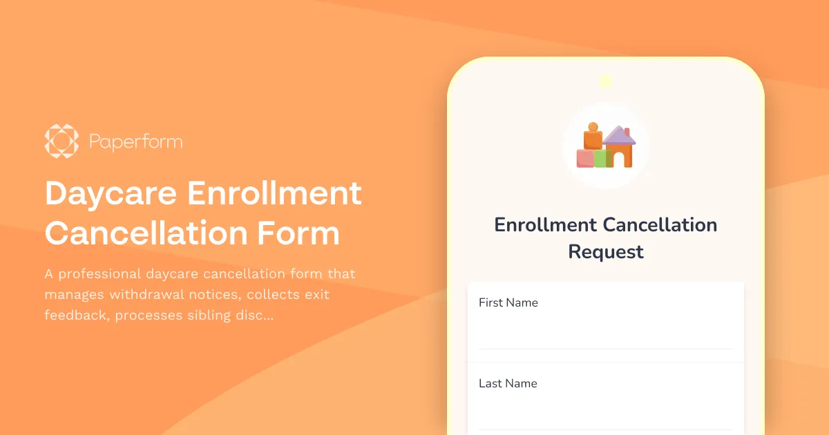Daycare Enrollment Cancellation Form
