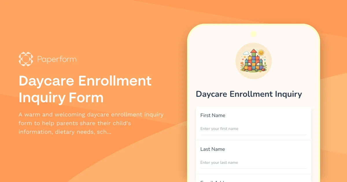 Daycare Enrollment Inquiry Form