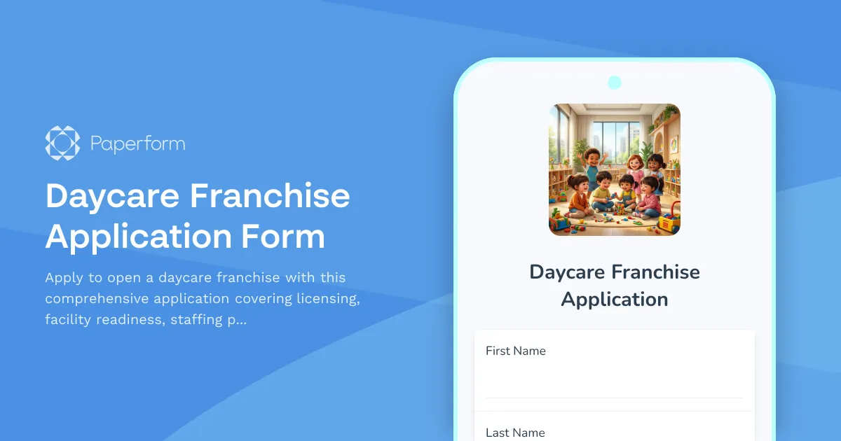 Daycare Franchise Application Form