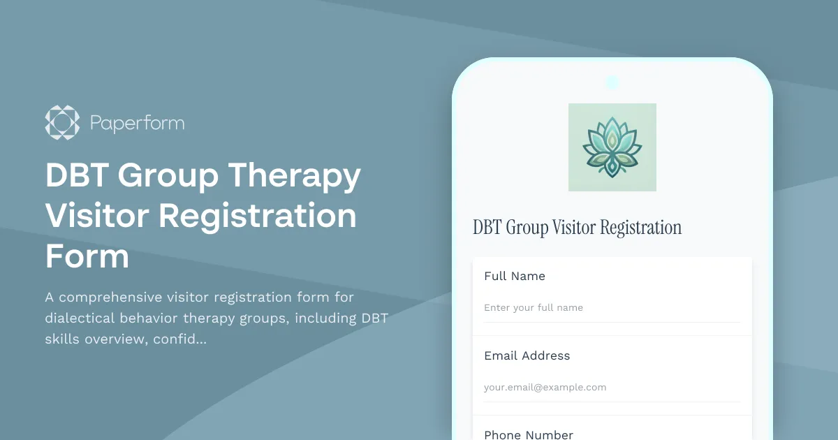 DBT Group Therapy Visitor Registration Form