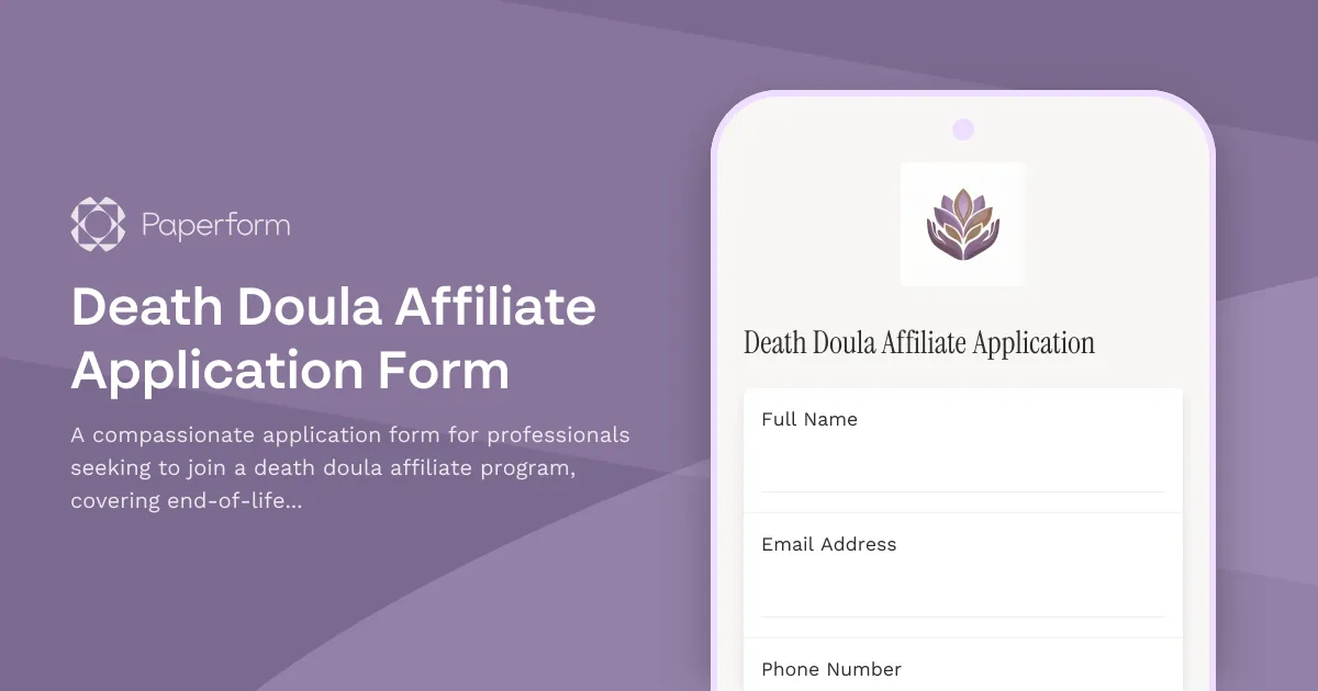 Death Doula Affiliate Application Form