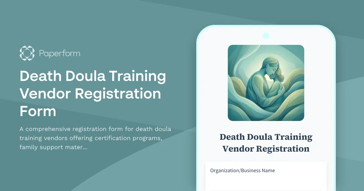 Death Doula Training Vendor Registration Form