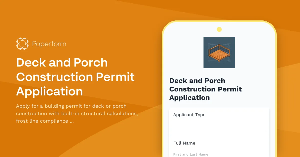 Deck and Porch Construction Permit Application