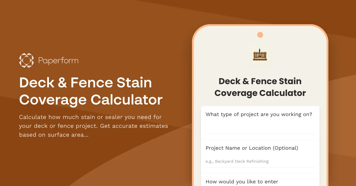 Deck & Fence Stain Coverage Calculator
