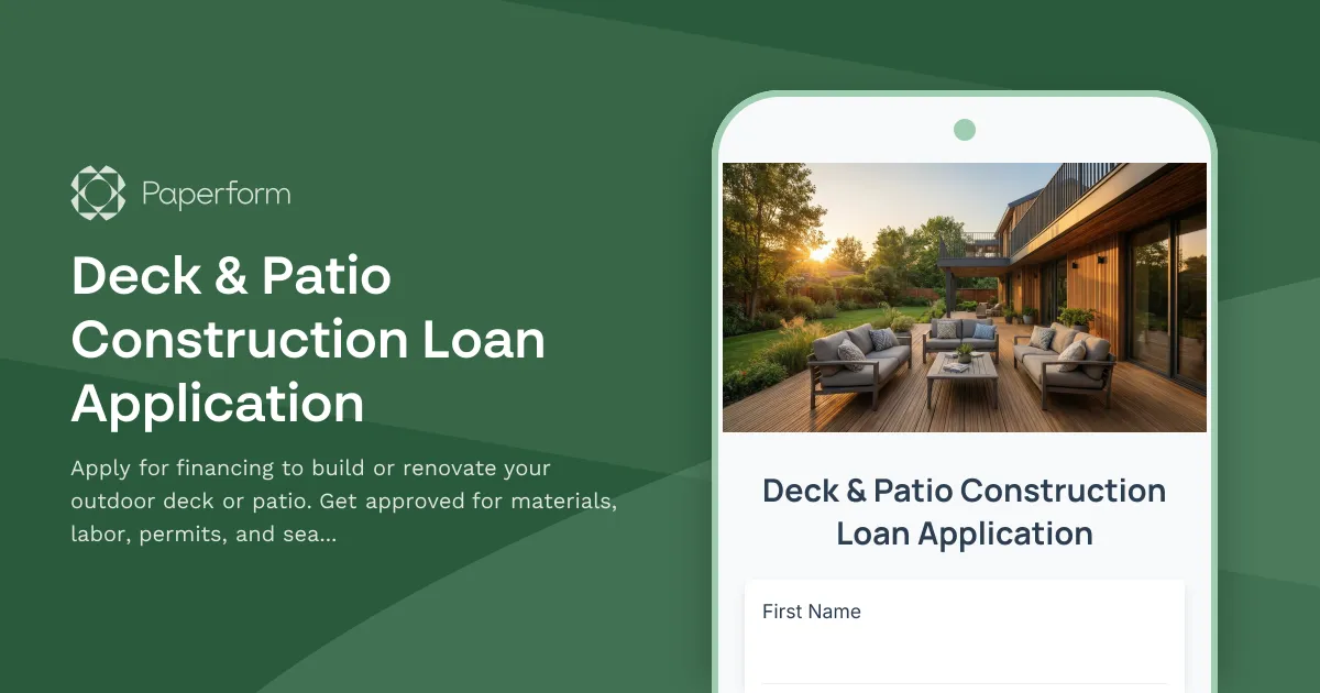 Deck & Patio Construction Loan Application