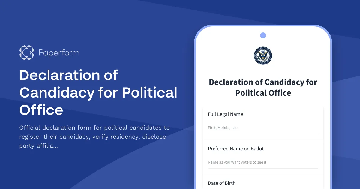 Declaration of Candidacy for Political Office