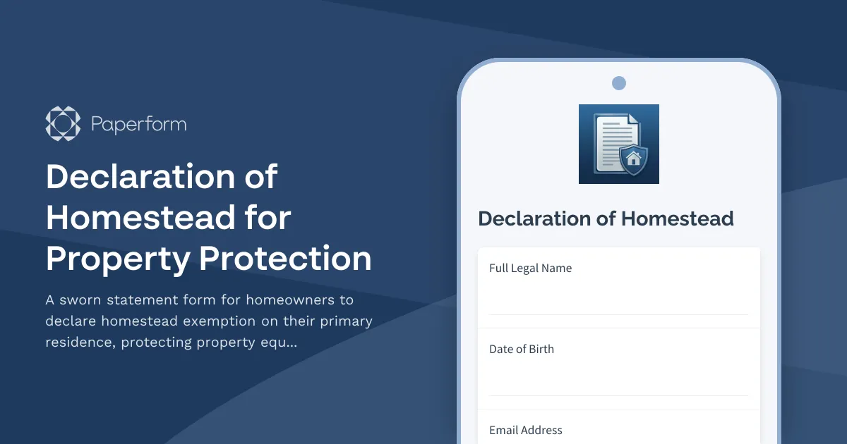Declaration of Homestead for Property Protection