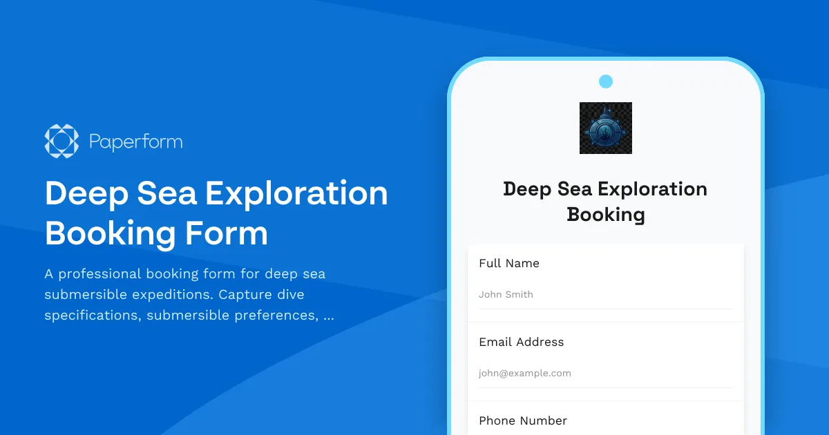 Deep Sea Exploration Booking Form