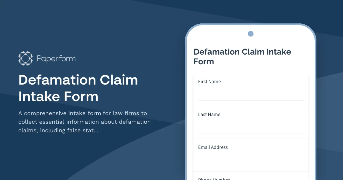 Defamation Claim Intake Form