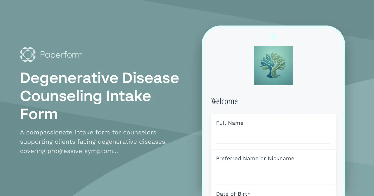 Degenerative Disease Counseling Intake Form
