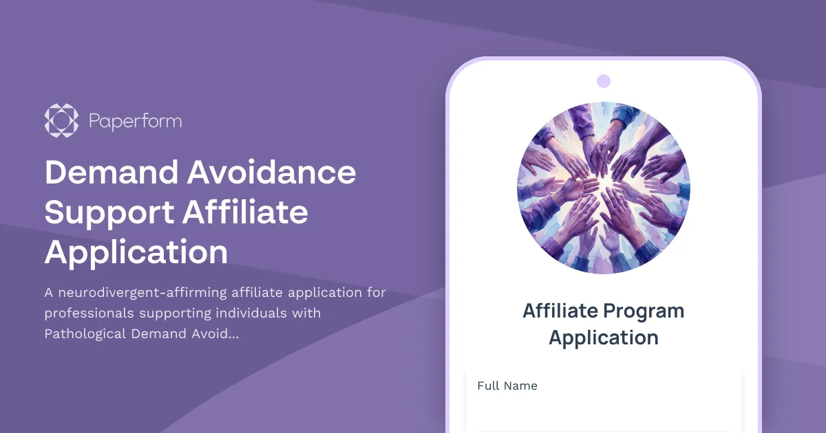Demand Avoidance Support Affiliate Application