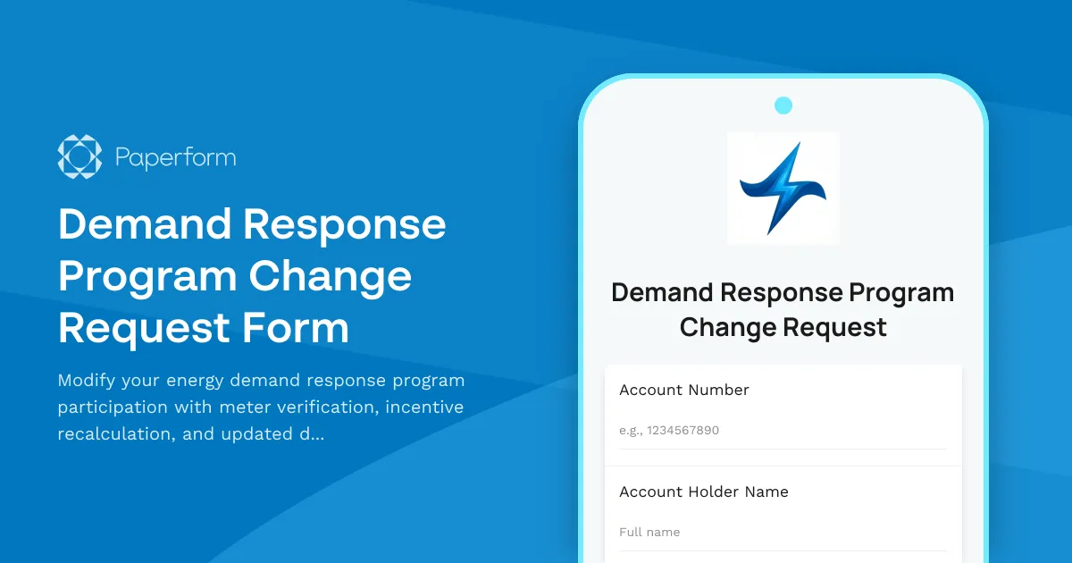 Demand Response Program Change Request Form