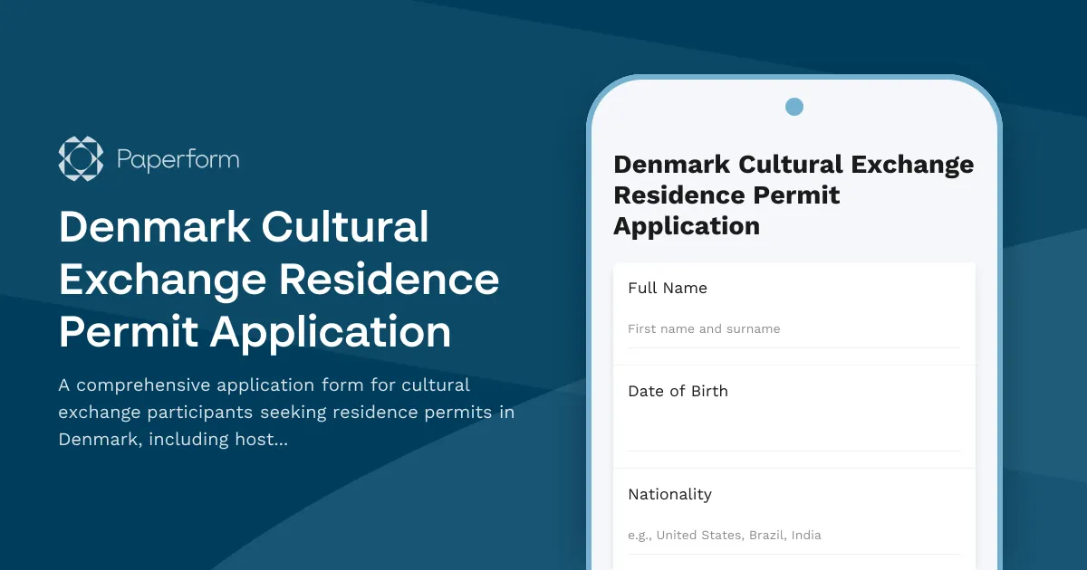 Denmark Cultural Exchange Residence Permit Application