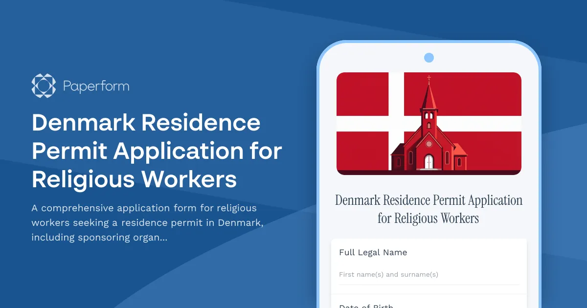 Denmark Residence Permit Application for Religious Workers