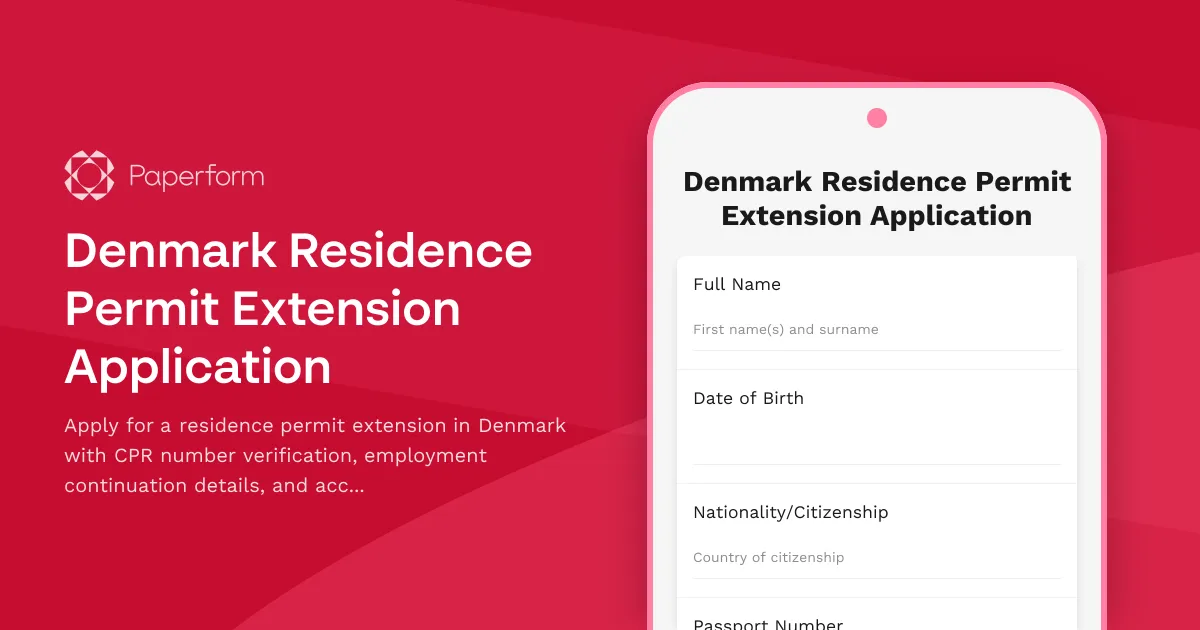 Denmark Residence Permit Extension Application