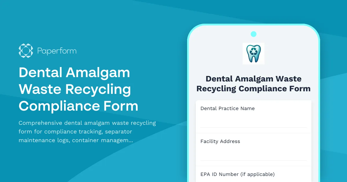 Dental Amalgam Waste Recycling Compliance Form