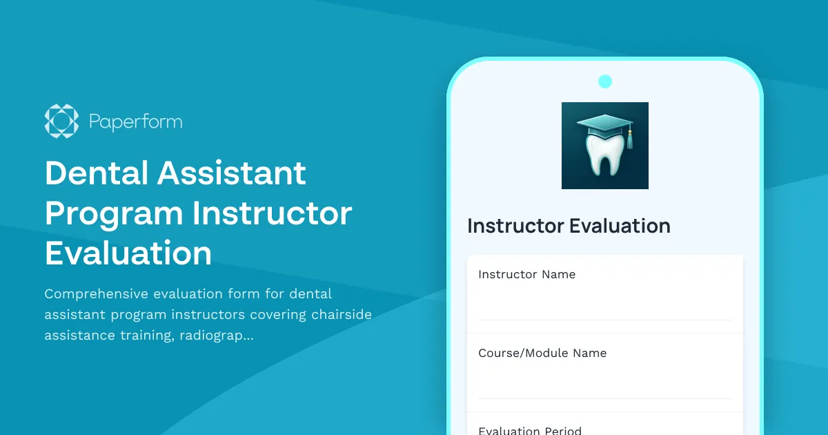 Dental Assistant Program Instructor Evaluation
