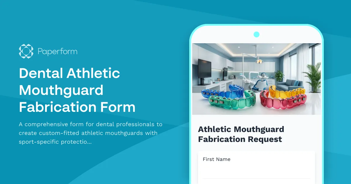 Dental Athletic Mouthguard Fabrication Form