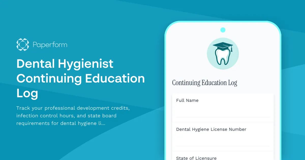 Dental Hygienist Continuing Education Log