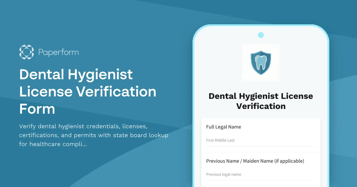 Dental Hygienist License Verification Form