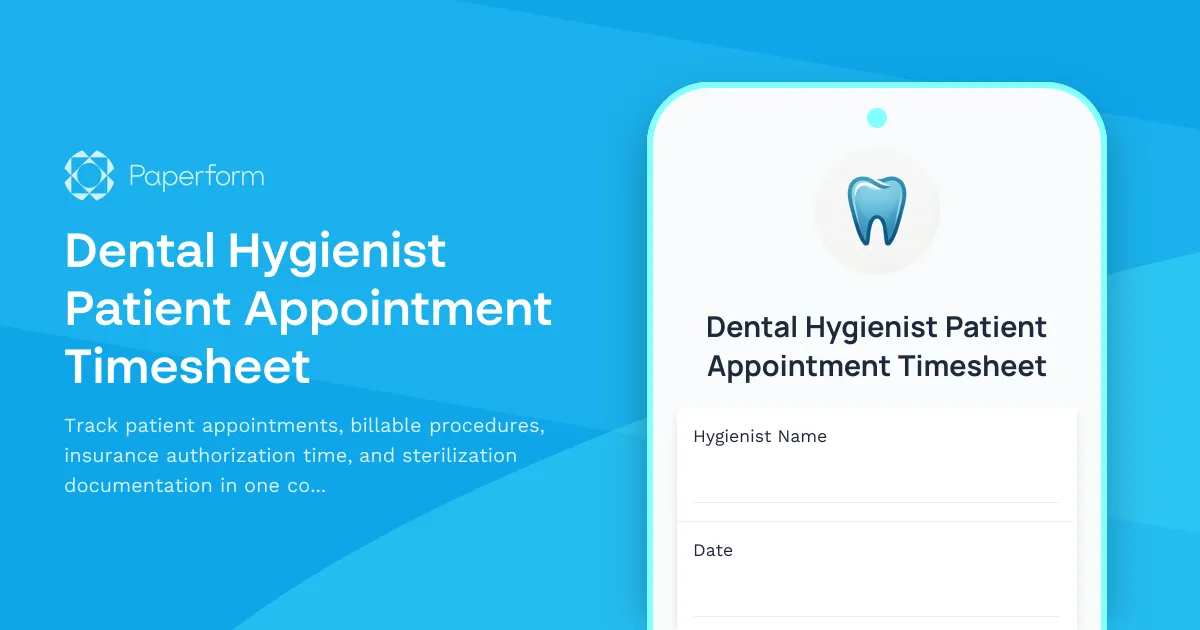 Dental Hygienist Patient Appointment Timesheet