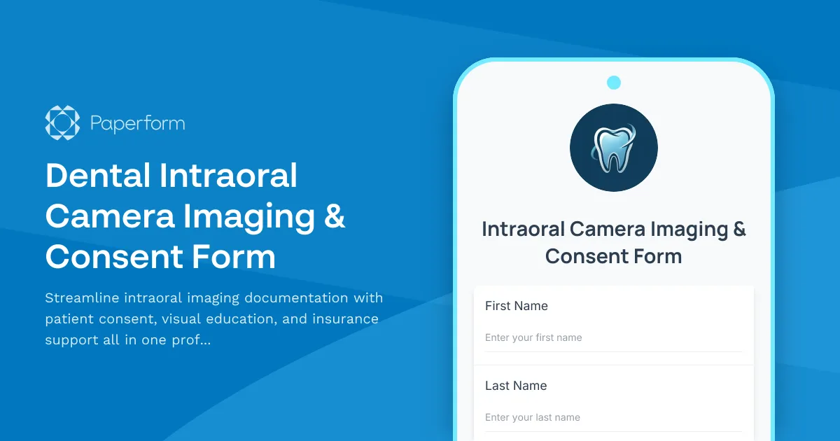 Dental Intraoral Camera Imaging & Consent Form